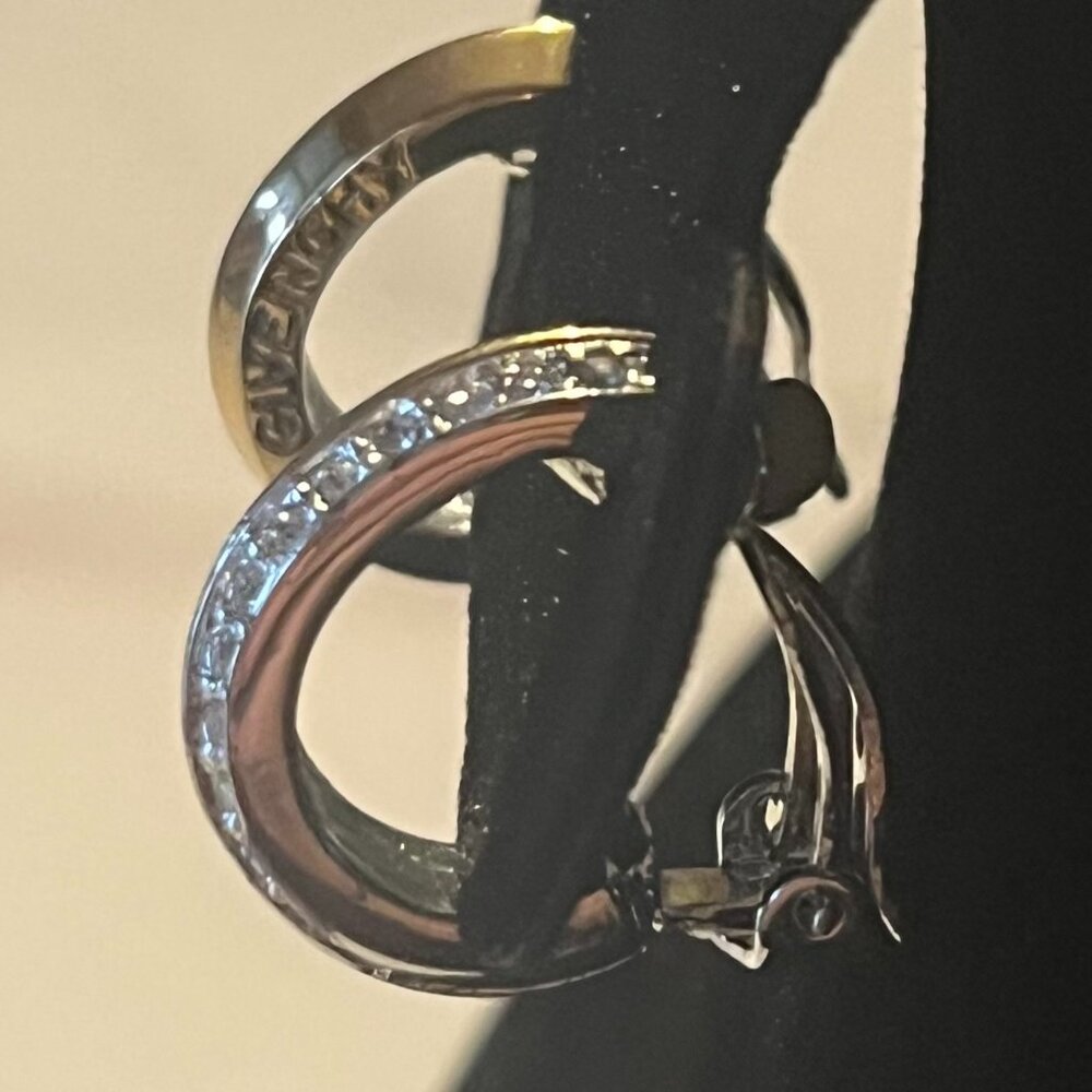 Givenchy Gold-Tone Vintage Hoop Earrings Crystals – COA Included - Picture 11 of 16